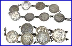 14 RARE Silver Coins Lot + 2 Vintage 3 & 6 Pence Bracelets Lot