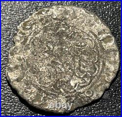 1422-1462 France Dauphine AR Charles VII Denier Viennese Dolphin Long Cross Coin