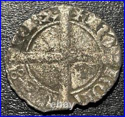 1422-1462 France Dauphine AR Charles VII Denier Viennese Dolphin Long Cross Coin