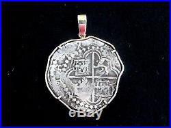 14k Gold Pendant Shipwreck Spanish 8 Reales Silver Coin Potosi Grade 1 Authentic
