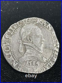 1584, Silver 1/2 Escudo Coin, France, Henri III, l Plat Bordeaux! Great Details