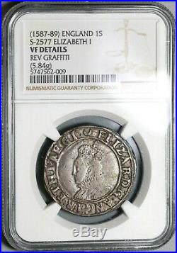 1587 Elizabeth I Shilling Great Britain Hammered Silver Coin NGC VF (19101502C)