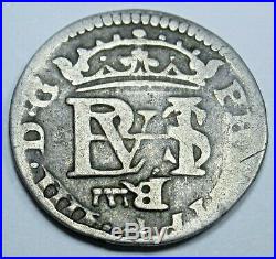 1600s Spanish Silver 1/2 Reales Piece of 8 Real Antique Colonial Era Pirate Coin