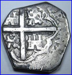 1621-1635 Silver Cob 2 Reales Spanish Spain Coin Real Pirate Shipwreck Treasure