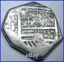 1621-1635 Silver Cob 2 Reales Spanish Spain Coin Real Pirate Shipwreck Treasure