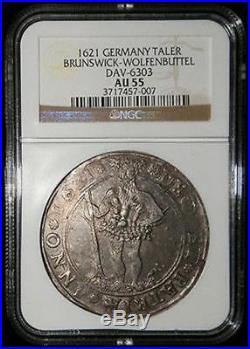 1621 Silver Brunswick-wolfenbuttel German State Taler Wildman Ngc About Unc 55