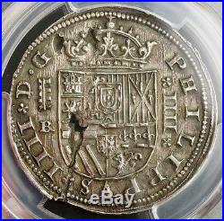 1660, Spain, Philip IV. Rare Milled Silver 4 Reales Coin. Segovia mint! PCGS AU+