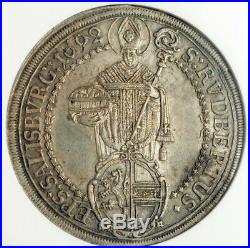 1692, Salzburg, Johann Ernst von Thun. Beautiful Silver Thaler Coin. NGC AU+