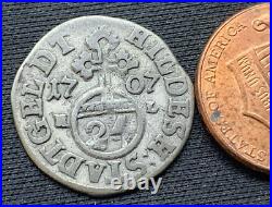 1707 German States 1/24 Thaler Coin RARE CONDITION City of Hildesheim #J30