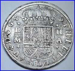 1721 Spanish 2 Reales Coin Silver Piece Of 8 Two Real Pirate Shipwreck Treasure
