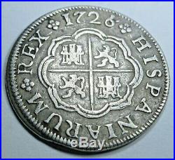 1726 Spanish Silver 1 Real Piece of 8 Reales Colonial Era Pirate Treasure Coin