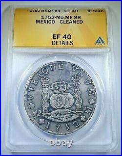 1752 XF Details Mexico Silver 8 Reales Antique 1700s Colonial Pillar Dollar Coin
