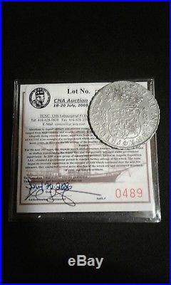 1755 AUGUSTE SHIPWRECK(1761) Spanish Colonial MEXICO SILVER 8 Reales with COA