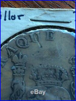 1760 Mexico, Mexico CityLarge Colonial Silver 8 Reales (Pillar Dollar) Coin