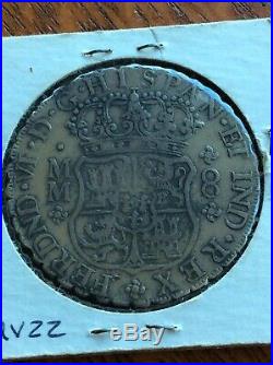 1760 Mexico, Mexico CityLarge Colonial Silver 8 Reales (Pillar Dollar) Coin