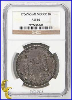 1766MO MF Mexico 8 Reales 8R Graded AU50 By NGC KM#105
