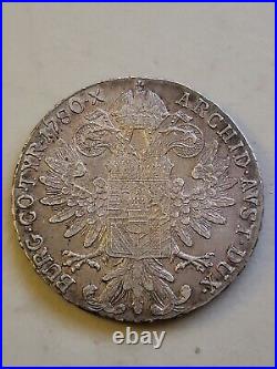 1780 Austrian 1 Thaler. 833 Silver Coin Very Good Condition
