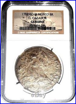 1782 MO FF Mexico 8 Reales El Cazador 8R Shipwreck Coin, NGC Certified, Very Good