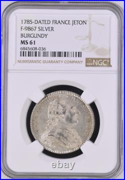1785-dated France F-9867 Silver Burgundy Counter Token Ludov/louis-xvi Ngc Ms61