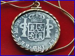 1795 Peruvian Silver Reale Pendant, 20 18KGF Gold Filled Chain. W Coa & Box