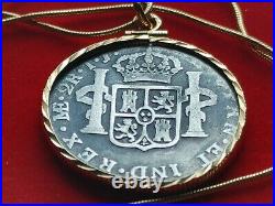 1795 Peruvian Silver Reale Pendant, 20 18KGF Gold Filled Chain. W Coa & Box