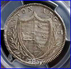 1809, Swiss Cantons, Aargau. Scarce Silver 20 Batzen Coin. PCGS MS-62