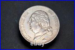 1817 France Silver 5 Francs King Louis XVIII, A-Paris Mint, XF+ KM-711.1