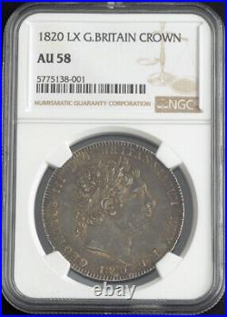 1820, Great Britain, George III. Silver Crown (British Dollar) Coin. NGC AU-58