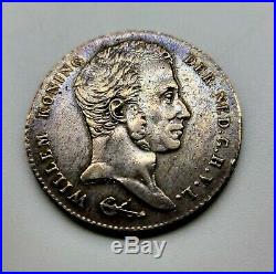 1821 1 Gulden Netherlands East Indies Rare World Silver Coin High Grade + Toning