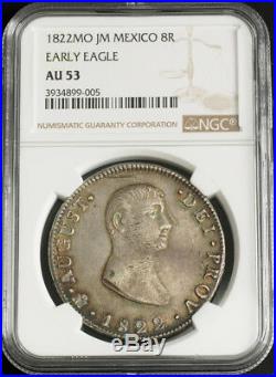 1822, Mexico, Emperor Agustin Iturbide. Large Silver 8 Reales Coin. NGC AU-53