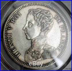1832, France, Henry V. Silver 5 Francs Coin. Pretender Coinage! PCGS SP-55