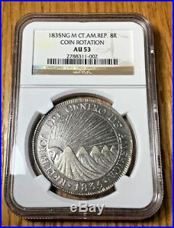 1835 NG M central american republic 8 reales Guatemala Coin Rotation NGC AU 53