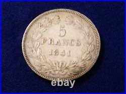 1841 BB France 5 Francs, Louis Philippe, Fantastic Silver Coin Original Toning