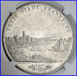 1841, Frankfurt(Free City). Silver River Scene 2 Thaler (3½ Gulden). NGC AU55