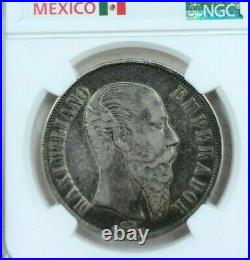 1866 Mexico Silver 1 Peso Emperor Maximilian Ngc Xf 45 Very Scarce Non Problem