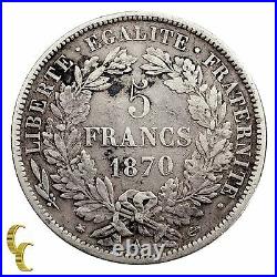 1870-A France 5 Francs (VF) Very Fine Condition