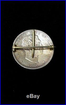 1883 Hawaiian Dollar Pin Enamel Very Rare Silver