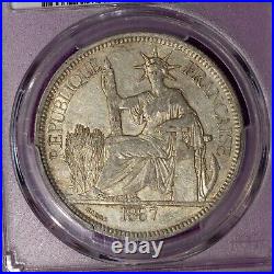 1887-A France Piastre de Commerce Trade Dollar PCGS XF45 SEE VIDEO