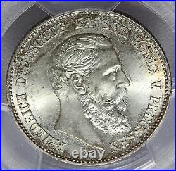 1888-A German States Prussia 2 Mark Silver Coin Friedrich J-98 PCGS MS 66+