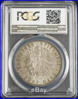 1888, Prussia/Germany, Wilhelm II. Silver 5 Mark Coin. Rare Key-Date! PCGS MS63