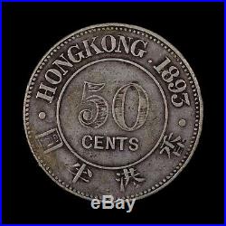 1893 Hong Kong 50 Cents Rare World Silver Coin