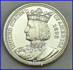 1893 Isabella Silver Quarter Worlds Fair Commemorative Coin Au-ms