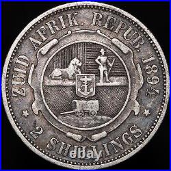 1894 South Africa 2 Shillings Silver Coins KM Coins