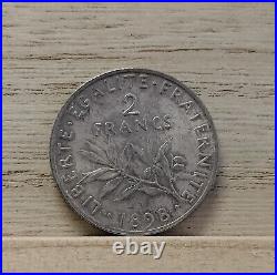 1898 2 Francs France Silver Coin