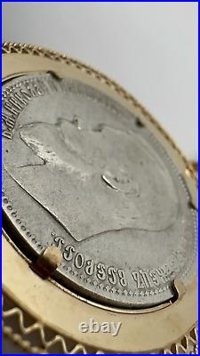 1899 Russian 1 Rouble Nicholas II Silver coin, Gold 585 pendant 14k