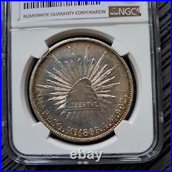 1899MO AM Mexico PESO Silver Coin NGC UNC DETAILS CLEANED