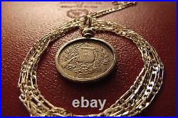 1900-1912 Guatemala 1 Reale Antique Coin Pendant 24 925 Sterling Silver Chain