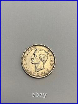 1900 Sarawack 5 Cents Silver Coin Rajah Brooke Xf/Au Details High Book $ Rare