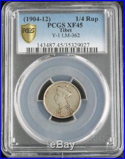 1904, China, Szechuan/Tibet. Certified Silver 1/4 Rupee Coin. Rare! PCGS XF-45