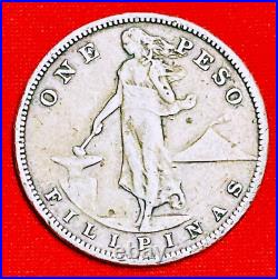 1909 Philippines 1 Silver Peso Coin U. S. Sovereignty SAN FRANCISCO MINT KM# 172